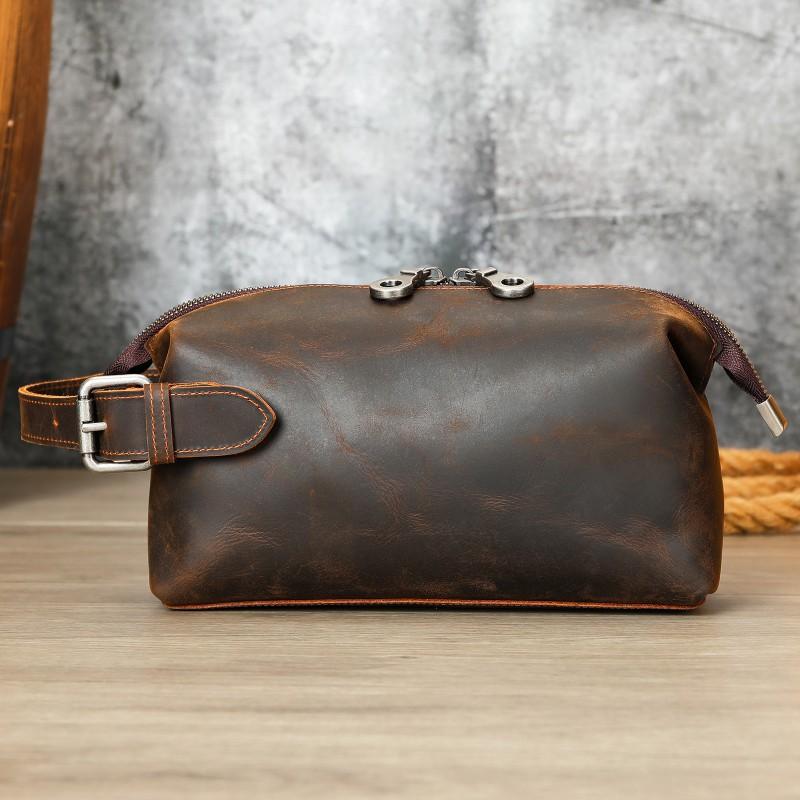 Retro Men s Handbag Top Layer Cowhide Leather Casual Grab Bag Large Capacity Shoulder 25X13X9 кофейный