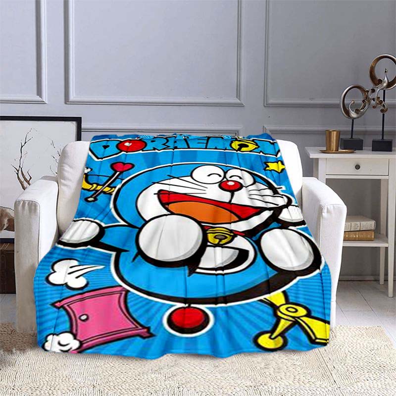 This 3D Printed Doraemon Cartoon Blanket Is a Warm and Comfortable Flannel Blanket Suitable for Bedrooms, Sofas, Beds, Chairs,