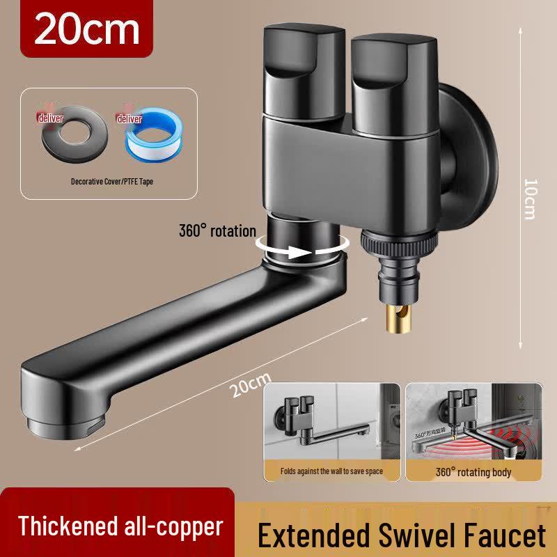 Wall-Mounted Mop Pool Faucet with Spray Gun