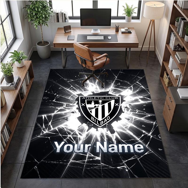 Crystal Velvet Rug Athletic Bilbao FC Print Custom Name Text Floor Mat Home Decor