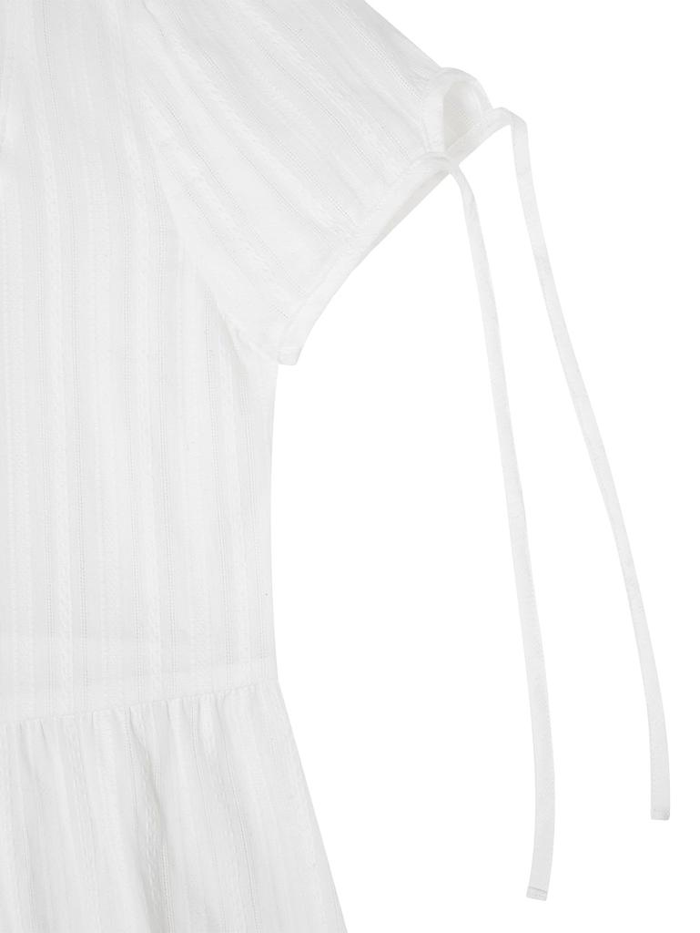 TUOMIO Puff Sleeves Ribbon Blouse [White]
