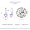WOSTU 925 Sterling Silver Blue Purple Rainbow Heart Hoop Earrings for Women Sweet Romantic Drop Pendiente New Year Jewelry Gift
