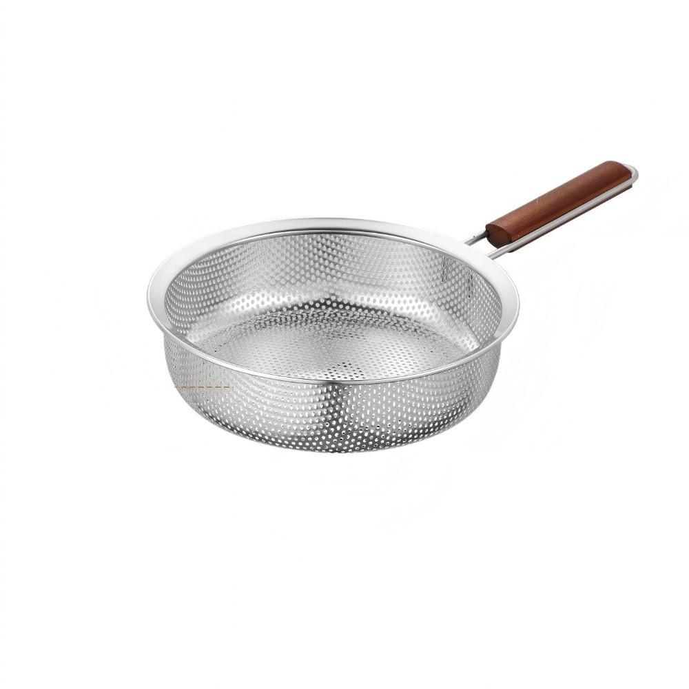 Wooden Handle Fine Mesh Strainer Easy To Clean Stainless Steel Colander For Kitchen Cooking