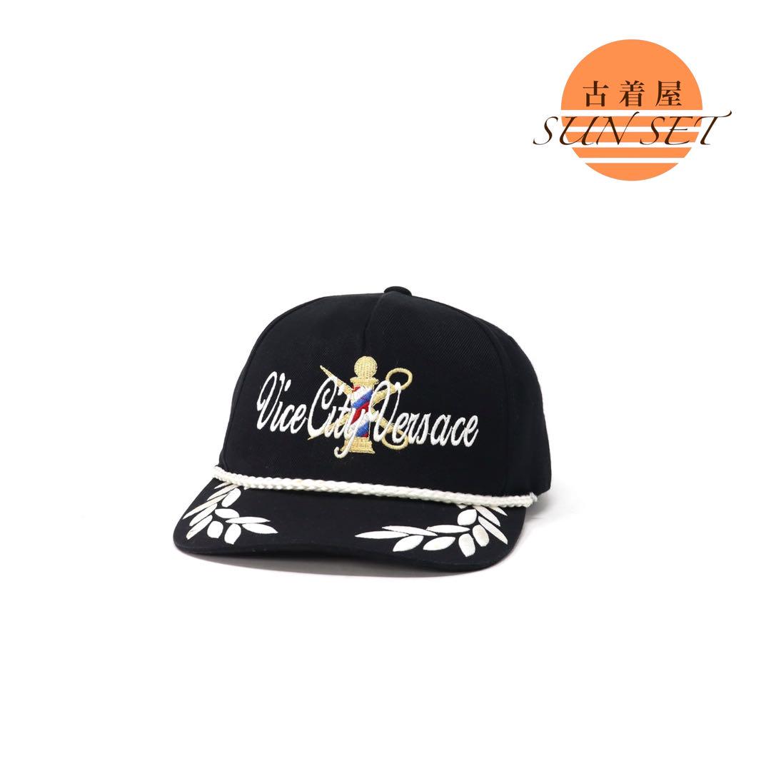 

[USED] 90s Vice City Vintage Cap with Embroidered Barber Rope, Black
