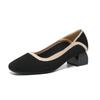 Heels for Women Knit Pump Shoes Low Heel Womens Dress Shoes Work Office Square Toe Casual Business Chunky Heels Slip On Dressy Heels for Women
