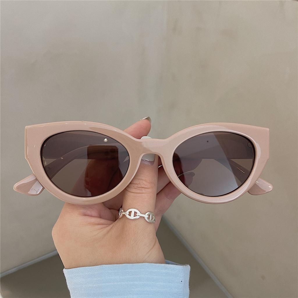 Green Frame Brown Sunglasses For Women'S High-End Sense Of Tide, Big Face And Thin Sunglasses -