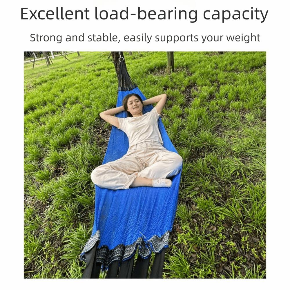 Verdickte Tragbare Netz Hängematte Atmungsaktiv Faltbar Eisseide Hängebett Mit Aufbewahrungstasche Kühlend Outdoor Camping Schaukel Terrasse