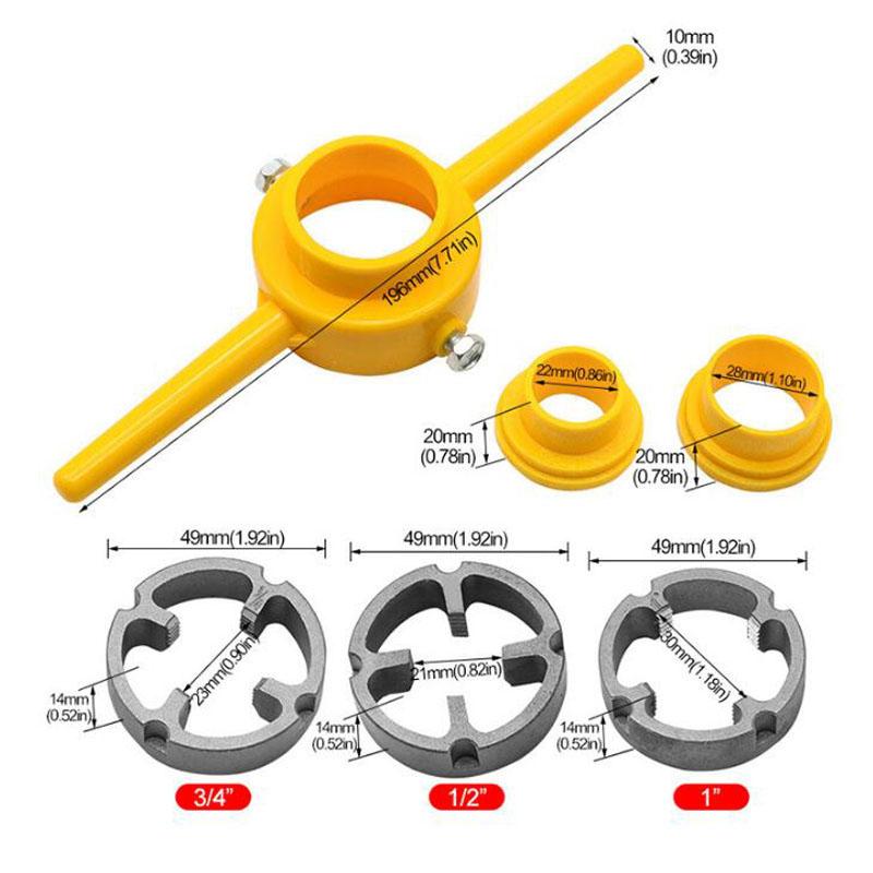 

Набор метчиков и плашек для нарезания резьбы NPT на ПВХ трубах 1/2 3/4 дюйма, сантехнический инструмент для нарезания резьбы на ПВХ, инструмент для изготовления и ремонта, ручной инструмент, набор плашек для нарезания резьбы Pack of 1