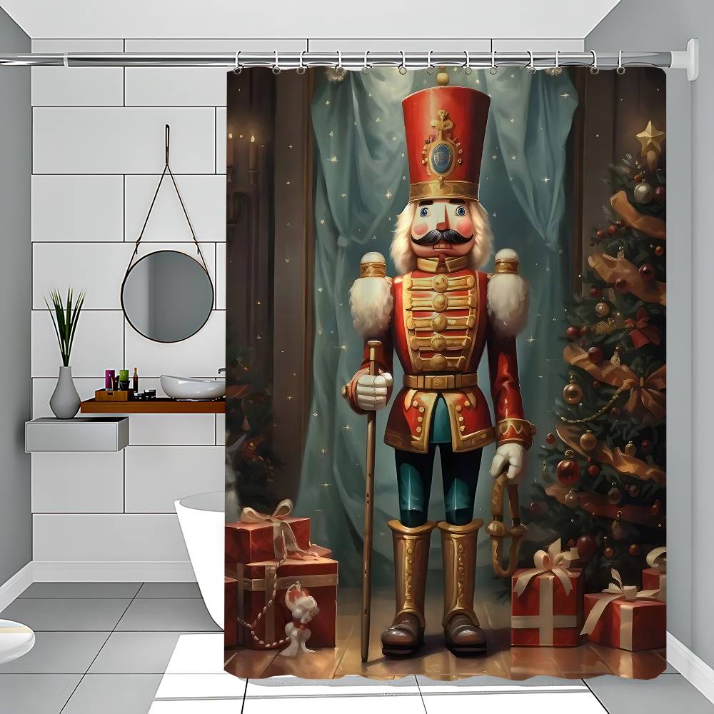 

GAEChristmas Tree Winter Christmas Presents Gingerbread Simple Shower Curtain Bathroom Shower Curtain Easy Clean Scrub Waterpr 90x180cm