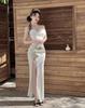 High-Slit Spaghetti Strap Nightclub Dress: Women's Slimming Low-Cut Hip-Hugging Gown