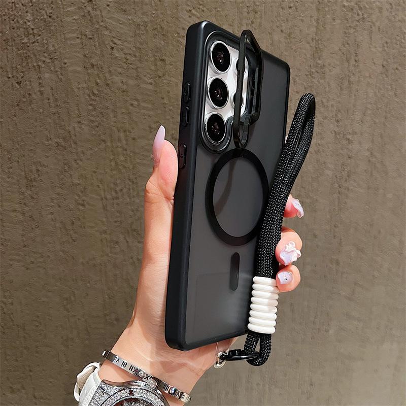 Magnetyczne matowe etui do Samsung S25 Ultra/S24 FE ze stojakiem na obiektyw