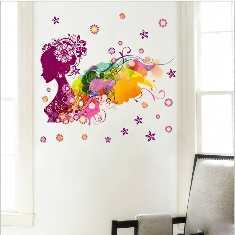 Girl Flower Pink Wall Decal For Home Interior Stylish And Sophisticated