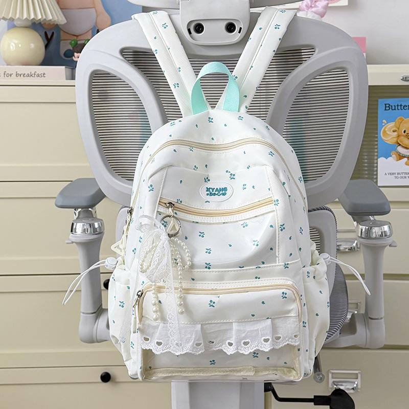Schoolbag female cartoon print backpack burden reduction female students large capacity cute lightweight schoolbag junior high school backpack