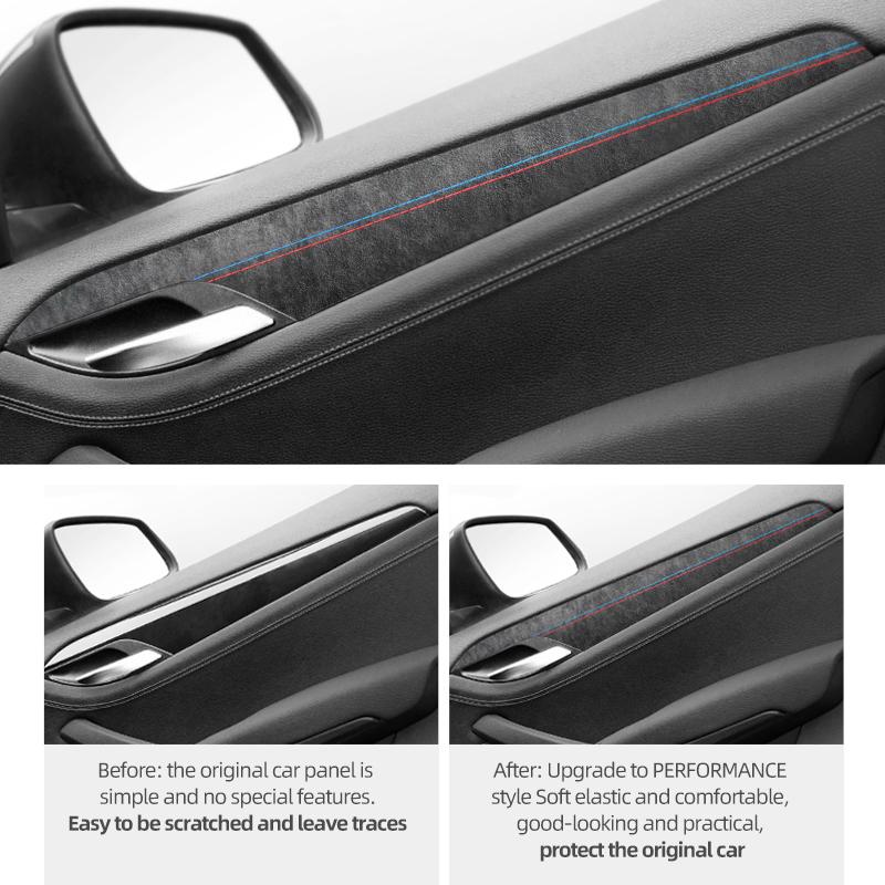 For BMW X1 E84 2010-2014 Made of Alcantara Car Interior Door Panel Trim Strips Performance Stickers 4pcs Auto Tuning Accessories