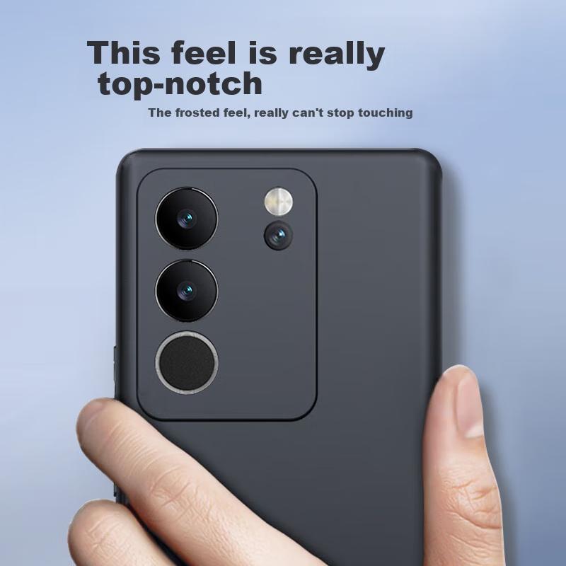 KOOLIFE Phone Case Compatible with Vivo S17/S17 Pro/17T, Full Lens Protection, Matte Anti-Fingerprint Soft Back Cover, Black