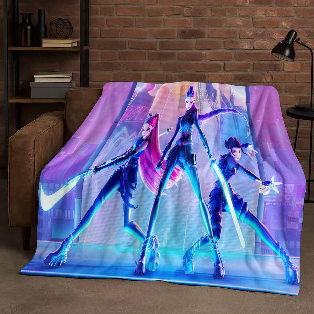 2026 Neue Cartoon Kpop Dämonenjäger Zoey Rumi Mira Musik Flanelldecke, Ultraweiche Plüschdecke für Zuhause Schlafzimmer Bett Sofa Abdeckung