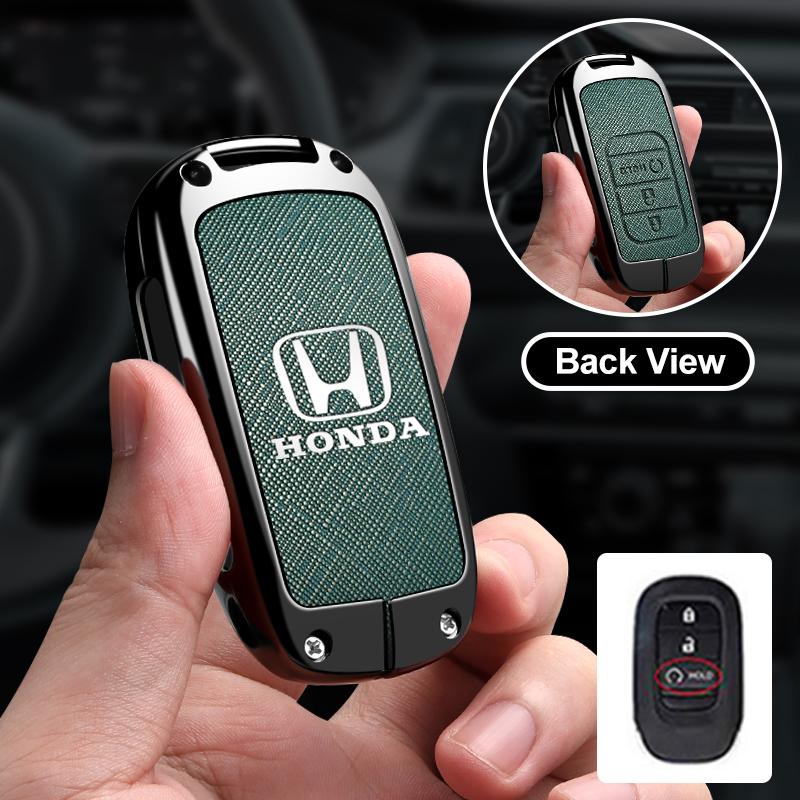 Leather Car Remote Key Case Cover Protector Key 2/3/4 Buttons Shell Fob Keychain For Honda Civic Accord HR-V CR-V CRV 2022 2023