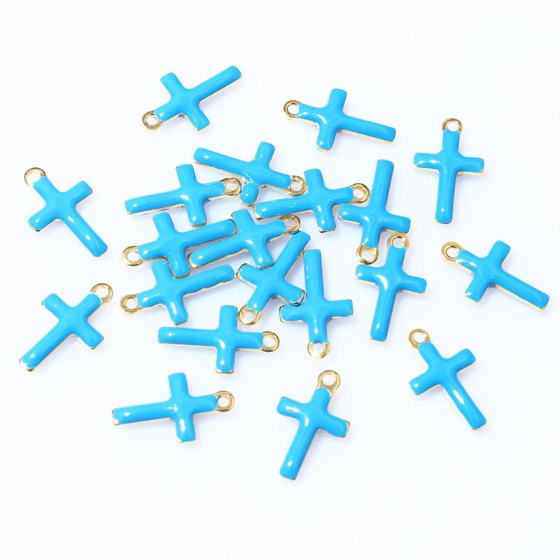 20pcs 10x6mm Enamel Small Cross Charms Pendant Stainless Steel DIY Jewelry Making Accessories Findings for Bracelet Earrings