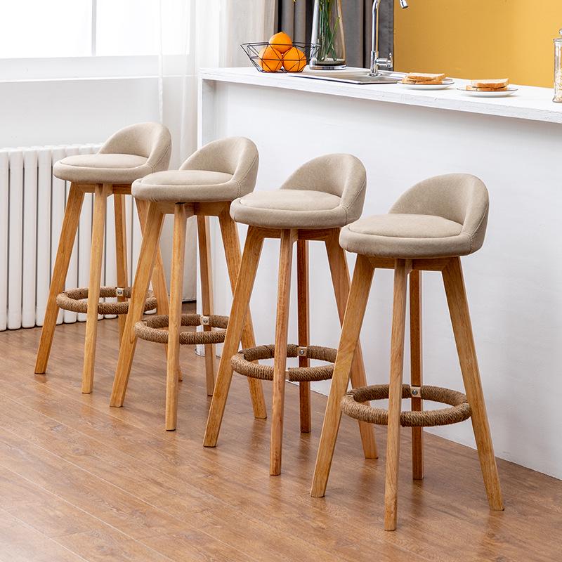 Nordic Solid Wood Swivel Bar Stool - Modern Minimalist Design for Home Bars