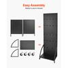 SucceBuy Standing Pegboard Display with Casters & 30 Hooks Thickened Steel Peg Board Panel for Retail Store Jewelry Shop