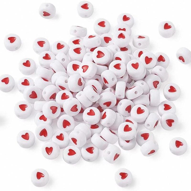 4x7mm Acrylic Colorful Peach Heart Beads, Heart-Shaped Round Beads for DIY Jewelry Accessories