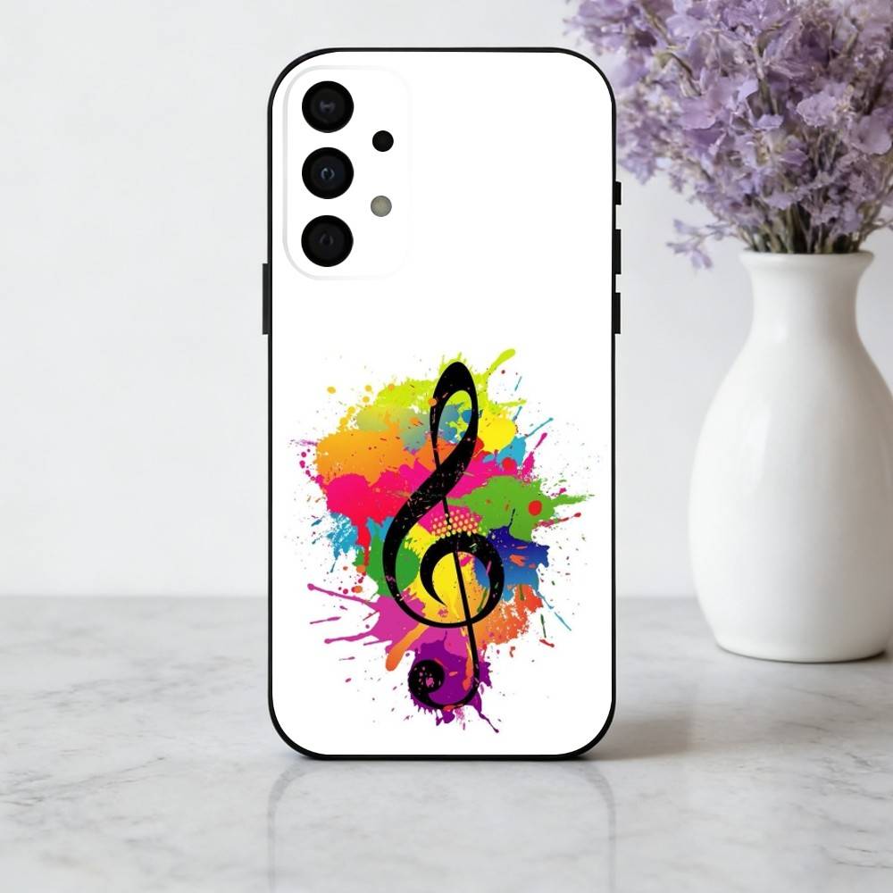 M-Music Art T-Treble Clef Phone Case For Samsung Galaxy A73,A72,A71,A70,A53,A52,A51,Soft Silicone Black Cover