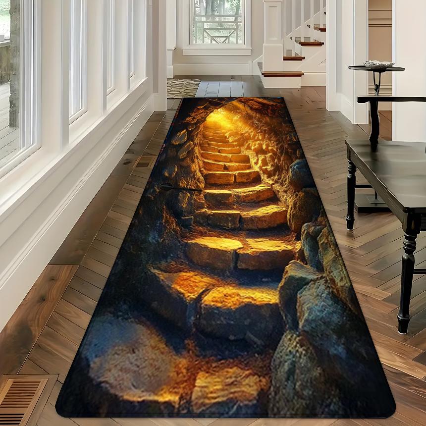 1pz Tappeto Tappetino Antiscivolo 3D Pietra Grotta Runner per Corridoio Ingresso Bagno Soggiorno Camera da Letto Cucina Decorazione Casa