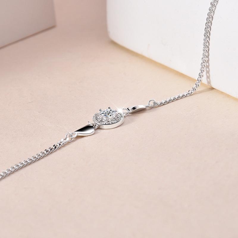 S925 Sterling Silver Diamond & Heart Rhinestone Bracelet: Elegant, Simple, Versatile Gift for Women