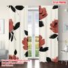 2PCS Red Rose Black Leaf Sheer Curtains – Rod Pocket   Fade-Resistant Polyester   Modern Style for Home Decor