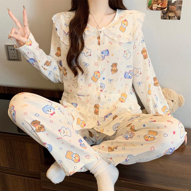 Cloud cotton pajamas women's ins wind cute puppy cartoon long sleeve autumn loungewear doll collar set