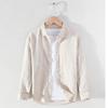 Vintage Men's Long-Sleeve Linen Shirt M-5XL Spring Summer Stand Collar Plain Color Single Breasted Streetwear