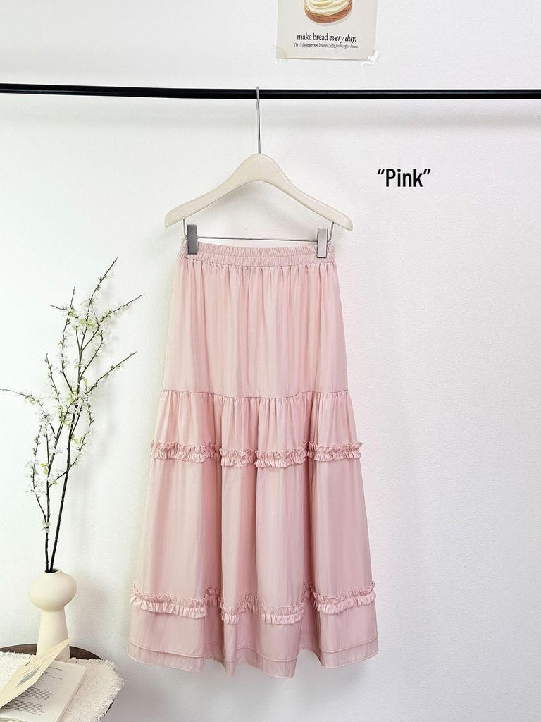 Cream-Style Elastic Waist White Lace Midi Skirt - Women's Holiday Age-Reducing Skirt