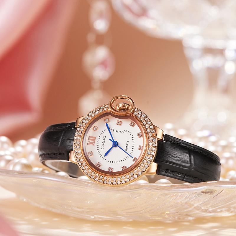 

LONGLUX новые кварцевые часы для девочек, модные нишевые кварцевые часы для деловых девушек, водонепроницаемые кожаные женские часы
