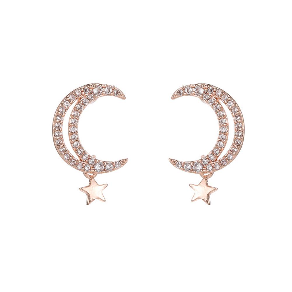 Women Fashion Star Moon All Matching Zircon Earrings