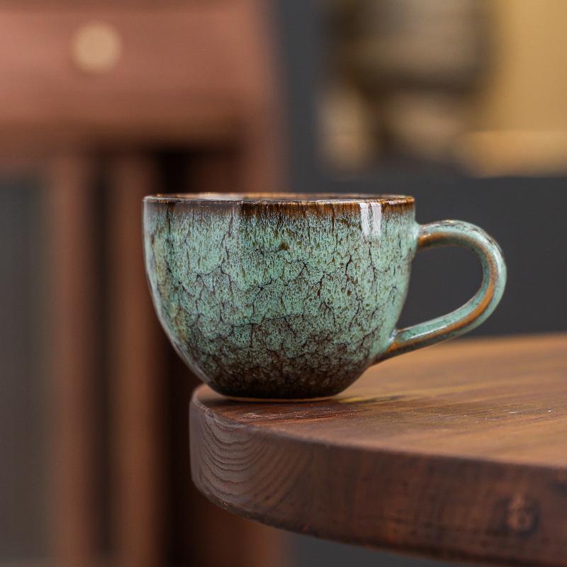 Kiln Change Retro Ceramic Coffee Cup American Latte Latte Flower Cup Breakfast Milk Cup Creative Mug