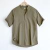 Penguin Dancing High End Linen Men's Short Sleeved Chinese Standing Neck Top Summer Cotton Linen T-shirt Men's Polo Shirt
