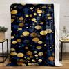 Golden Dots On Navy Blue Background Patterned Flannel Blanket Perfect for the Bedroom Living Room, Sofa, or a Little Nap