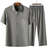 Ice Silk Short-sleeved Thin Shirt Men's Summer Suit Summer Clothes Men's Shirt + Pants Suit