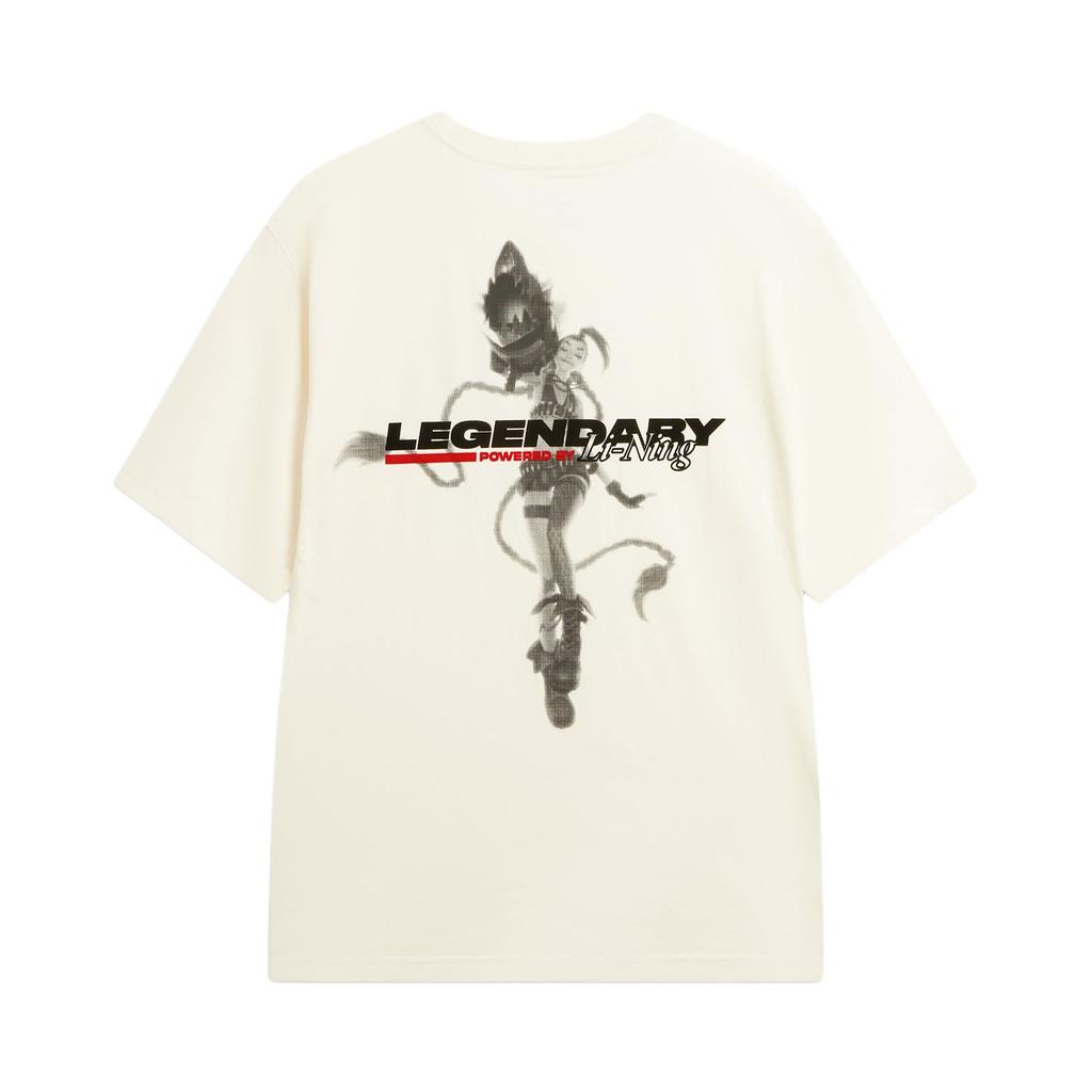 Li Ning × League Of Legends Collaboration Sports Lifestyle Series Letter Print Round Neck Short Sleeve T-Shirt Unisex Tops Off-White ATSW025-1