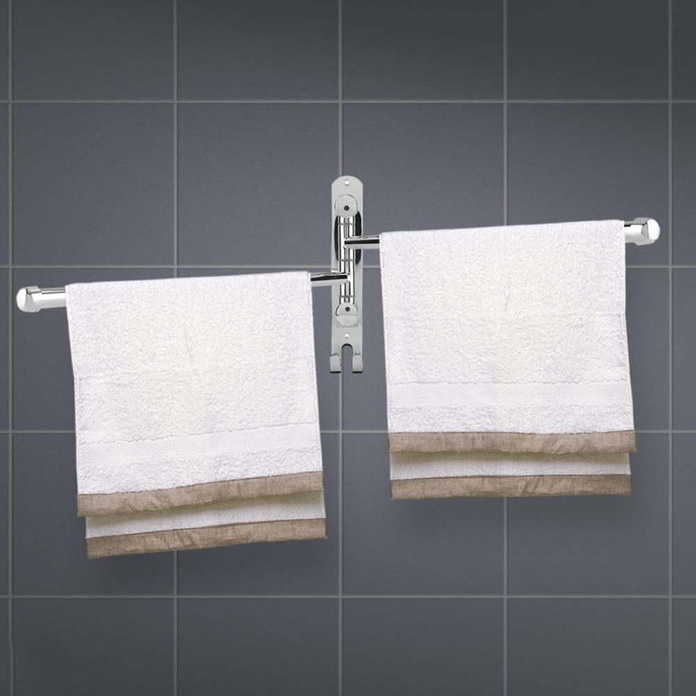 Stainless Steel Towel Rack Wall Mounted Swivel Towel Bar Rotary Towel Rack Bathroom Holder