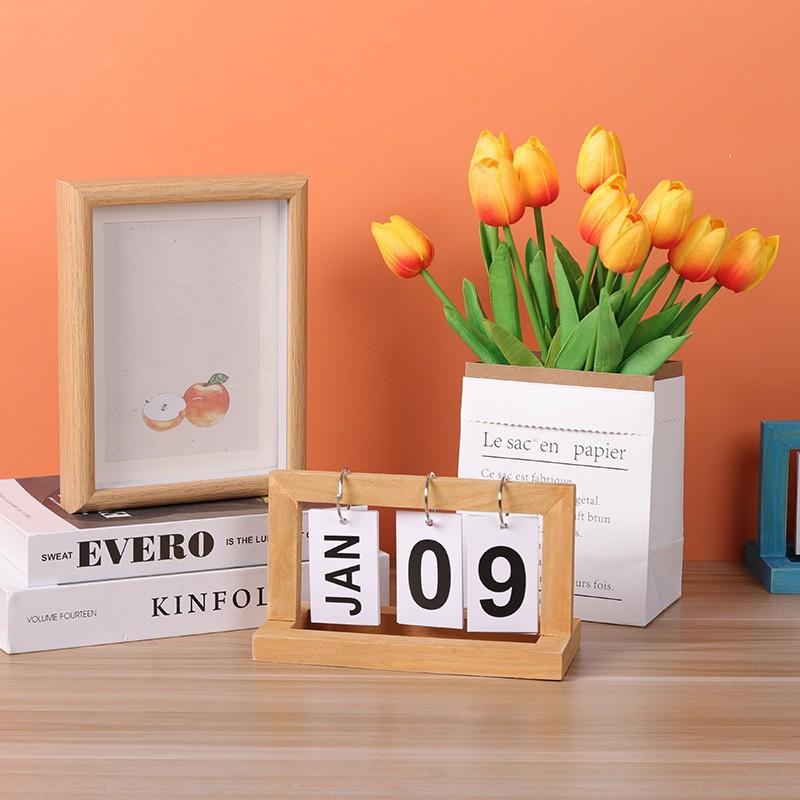 1pc Wooden Calendar,Yearly Desk Calendar Decoration, DIY Wooden Calendar, Creative Year-Round Decoration for Home and Office