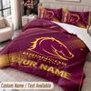 Brisbane Broncos Beddengoed Set met Opdruk Gepersonaliseerde Naam Tekst 1 Dekbedovertrek 2 Kussenslopen Voor Slaapkamer