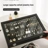 Leather Jewelry Box With Glass Cover For Necklaces Rings Earrings Bracelets Storage