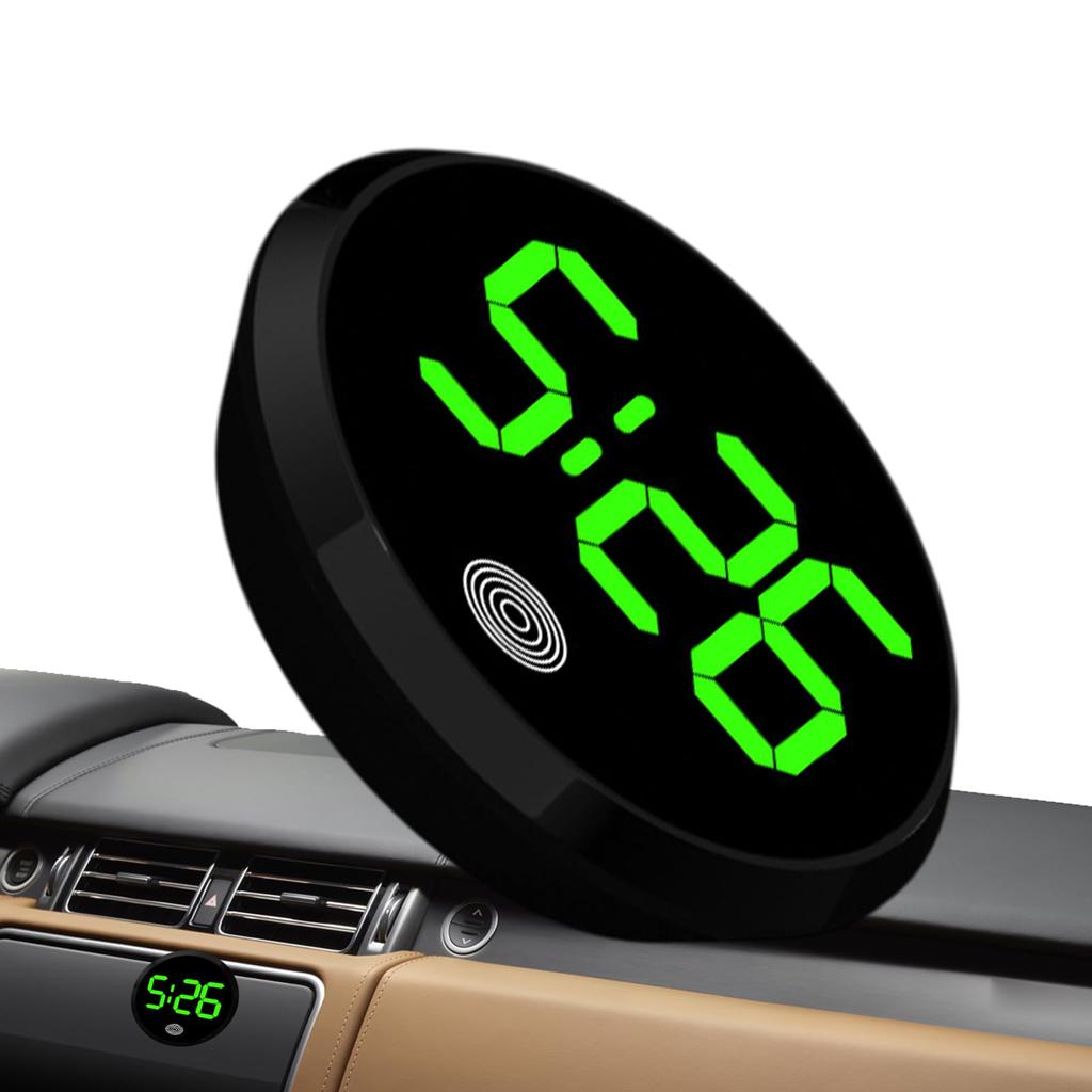 Small Dashboard Digital Clock - Mini Round Touch Control Digital