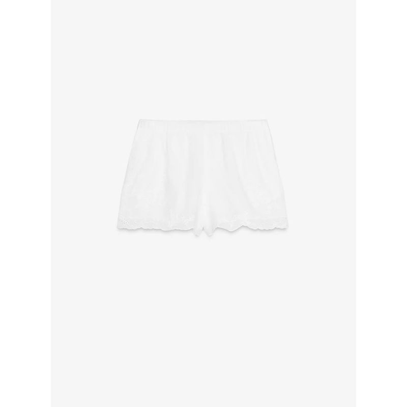 Zaprha 2025 New Arrival Sexy Vacation Style Casual Flower Embroider Plaid Pajamas Style Shorts 0881400