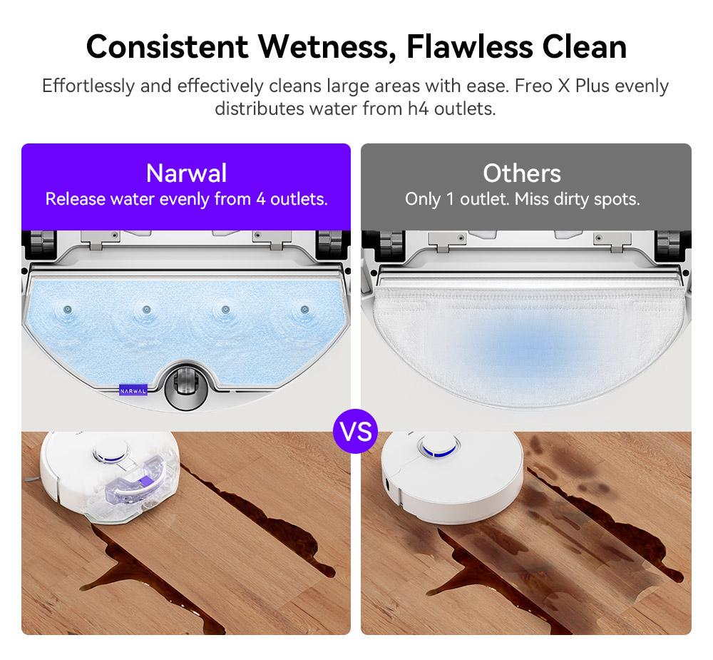 Narwal Freo X Plus Robot Vacuum, 7800Pa Suction, Zero-Tangle Brush, 6N Mopping, Auto Mop Lift, 7 Weeks Dust Storage, Alexa/App Control