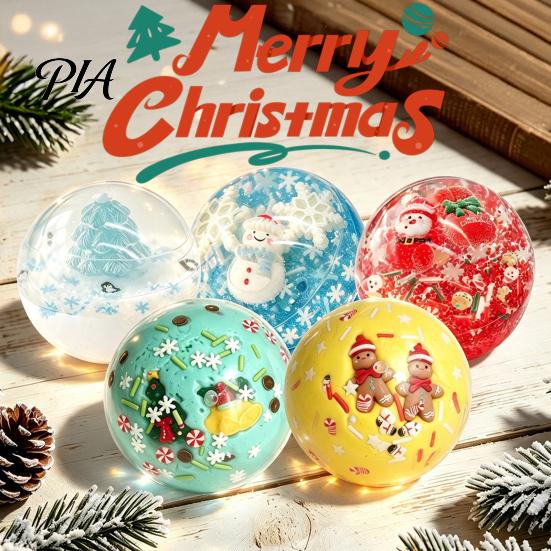 Soft Stress Balls 1/4Pcs Christmas Ball Fidget Toy, Anxiety Relief Squeezable Ball, Xmas Stocking Stuffers Theme Sensory Party Favors for Adults