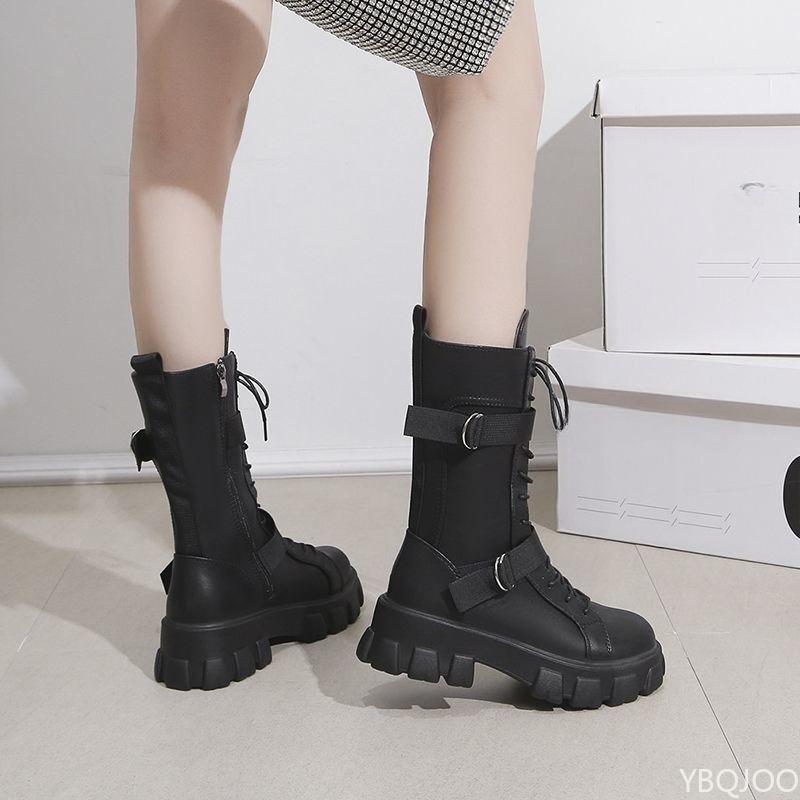 Fashionable High top shoes women's autumn new round toe shoes thick soled height increasing casual comfortable women boots