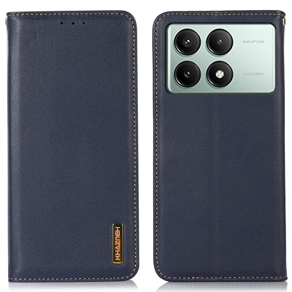 KHAZNEH For Xiaomi Redmi K70E 5G/Poco X6 Pro 5G Cell Phone Case Genuine Cow Leather RFID Blocking Shell