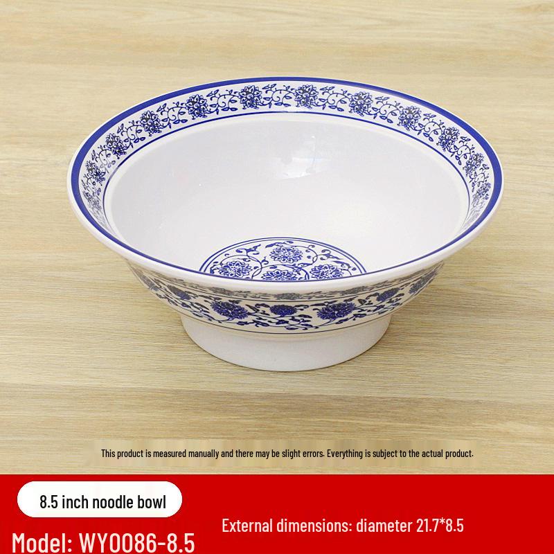 Retro Blue & White Melamine Dinnerware Set: Noodle & Soup Bowls, Plates for Restaurants & Noodle Shops